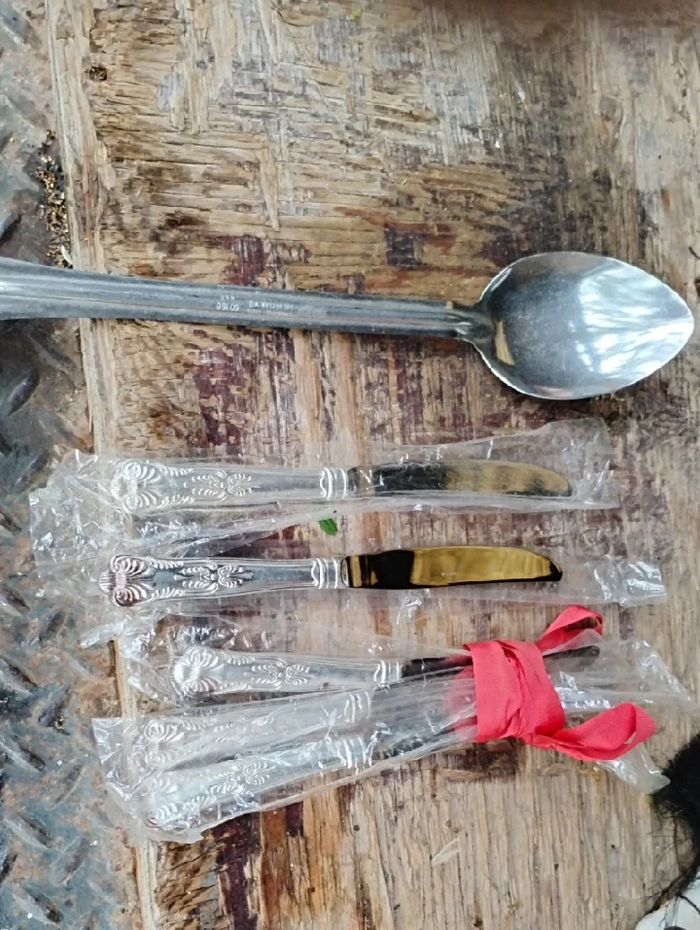 Ornate Silver-Tone Flatware Set with Serving Spoon